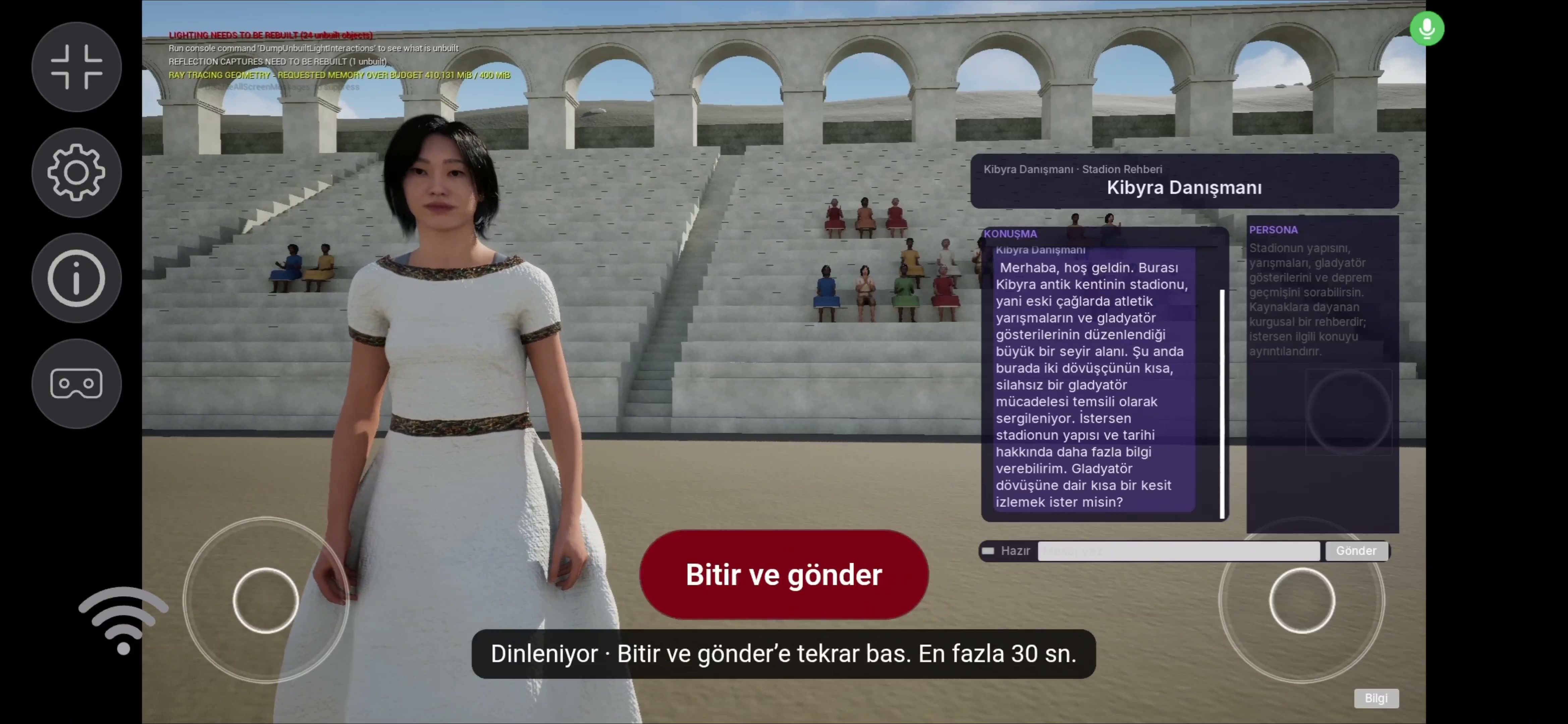 Yatay telefon maketinin ekranında, demo kaydından Kibyra dijital danışmanı