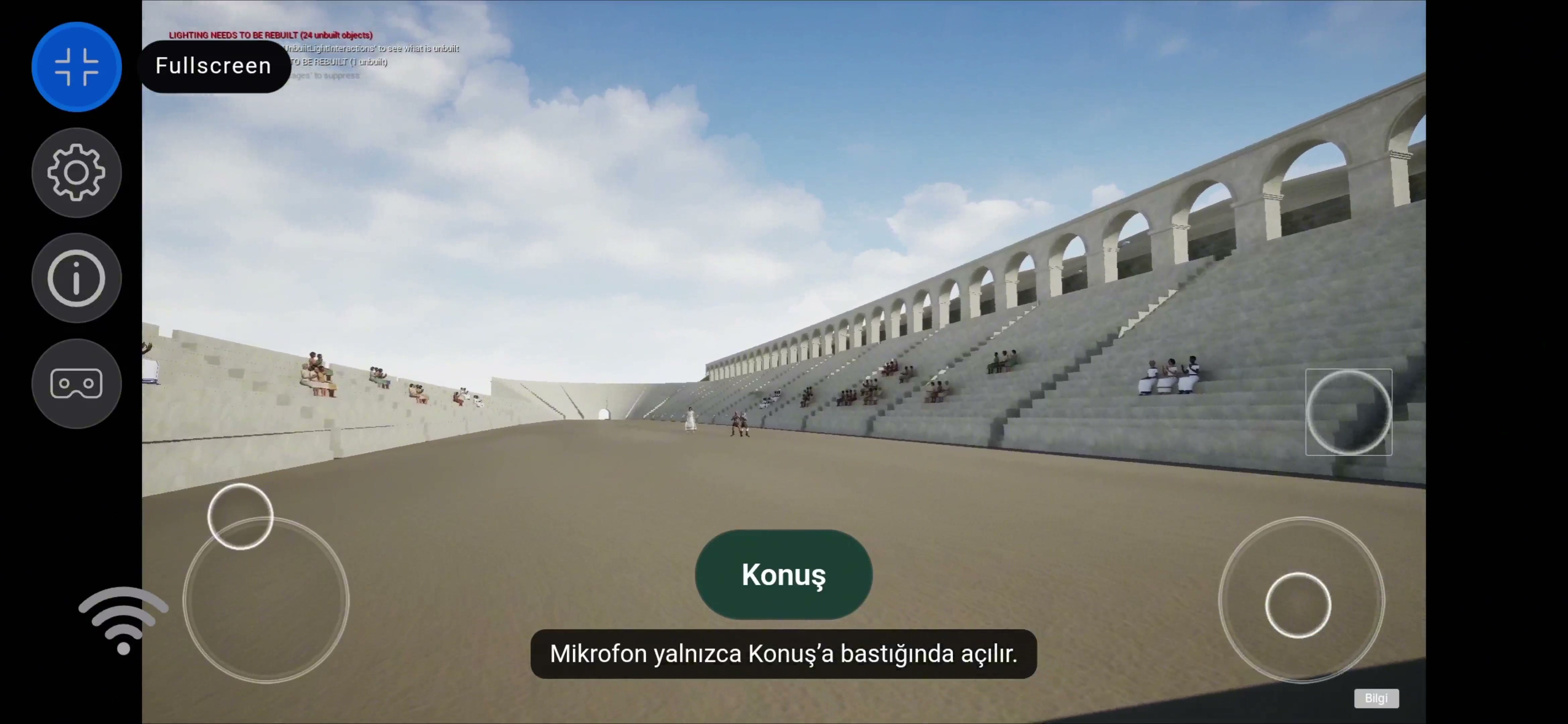 Kibyra Stadion geliştirme demosunda dijital tribünler, kemerler ve karakterler